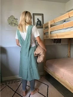 Linge Particulier Sauge Green Linen Japanese Apron