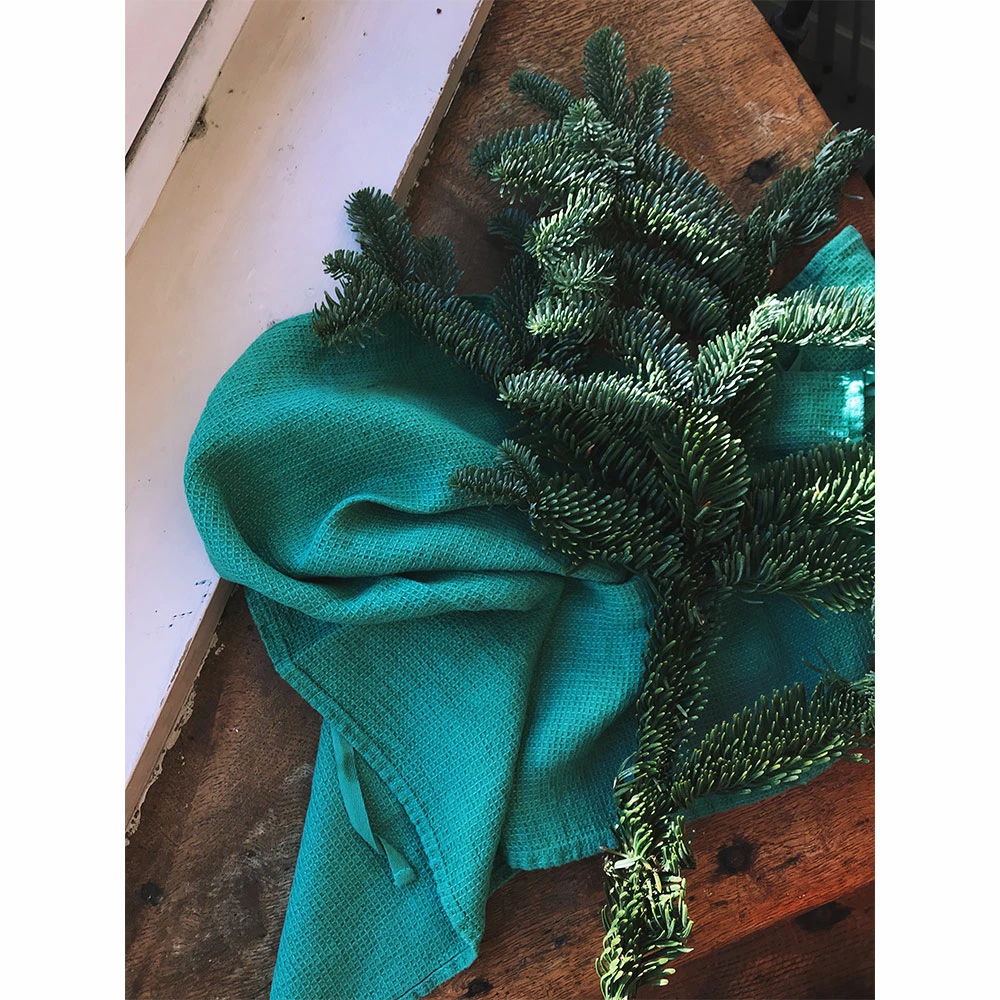 Linge Particulier Vert Emerald Waffle Linen Dishtowel 1 Linge Particulier Vert Emerald Waffle Linen Dishtowel