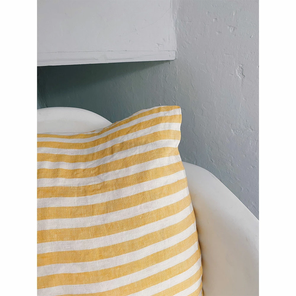 Linge Particulier Large Yellow Stripes Linen Cushion Cover 50 x 50 cm 2 Linge Particulier Large Yellow Stripes Linen Cushion Cover 50 x 50 cm