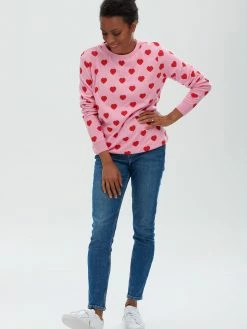 Sugarhill Brighton Simone Love Heart Pink and Red Jumper