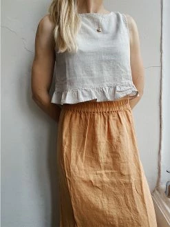 Linge Particulier Noisette Long Linen Skirt